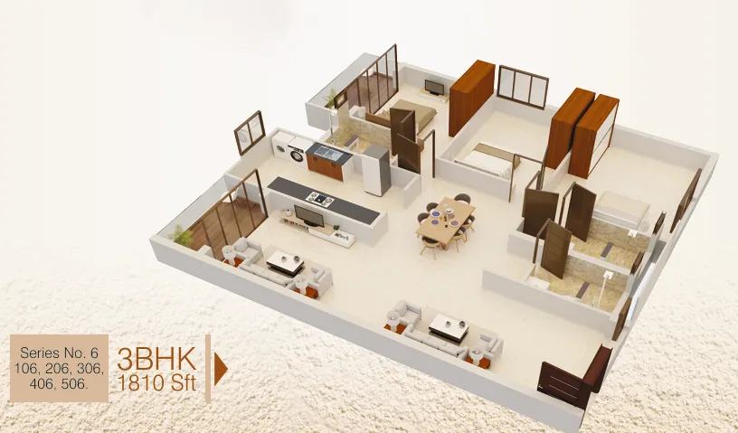 3BHK 1810 Sft